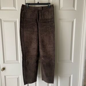 Bagatelle‎ | Chocolate Brown Suede Leather Pants.  Size 10P. Lined. No Pockets